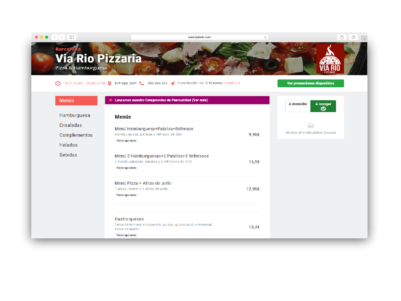 Platos Según Horario